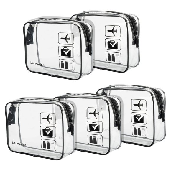 Bolsas de maquillaje transparentes Lermende, bolsa de aseo aprobada por la TSA, 5 unidades