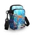 thumbnail image 3 of HELLHERO Turtle and Coral Pattern Women Sling Bag with Double Zipper Adult Shoulder Bags Double Deck Polyester 2 Zippers Unisex, 3 of 7
