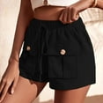 thumbnail image 2 of QLEICOM Womens Athletic Shorts, Plus Size Shorts, Fashion Sweat Shorts Summer Casual Loose Pocket Solid Pockets High Waist Short, Running Shorts, Comfy Beach Shorts, Cycling Shorts Black XXL, 2 of 6