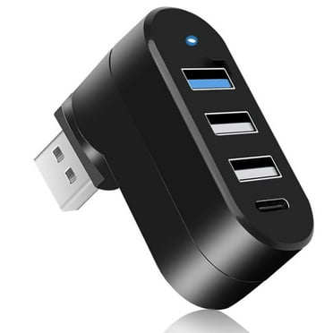 4-Port USB 3.0 Hub [90°/180° Degree Rotatable], USB Splitter with 3 USB Ports & 1 USB C Power/Data Port, USB Extender for Laptop, Car,Surface go,Mac Pro, iMac, MacBook Air, Pro