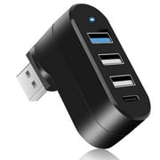 4-Port USB 3.0 Hub [90°/180° Degree Rotatable], USB Splitter with 3 USB Ports & 1 USB C Power/Data Port, USB Extender for Laptop, Car,Surface go,Mac Pro, iMac, MacBook Air, Pro