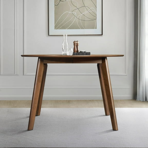 Home Design Gaffney 5-Piece Dining Set, Brown/Gray, Round table, Roll-back button-tufted chairs, Padded seats, Sturdy frame, Modern style, Comfortable seating, Space-saving design