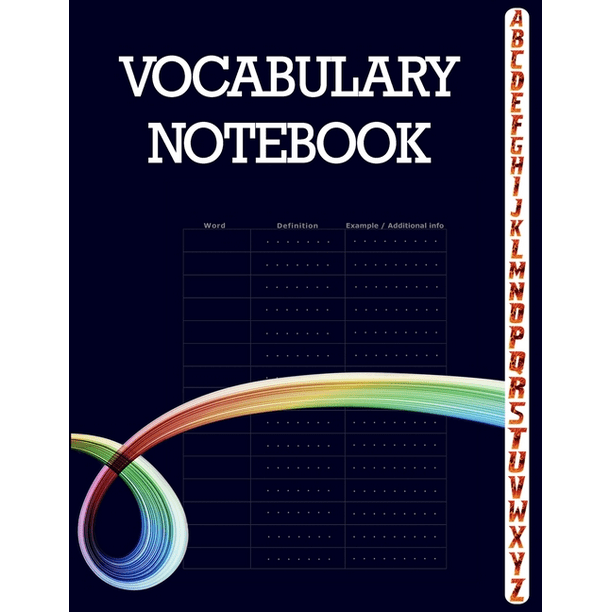 Vocabulary Notebook 100 Page Notebook, Large Notebook 3 Columns with
