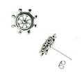 thumbnail image 2 of Sterling Silver Small Nautical Ship Wheel Stud Earrings 11mm, 2 of 5