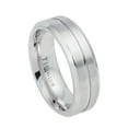 thumbnail image 2 of Men Women Titanium Wedding Band Ring 7mm White Domed Brushed Center Step Edge Ring, 2 of 3