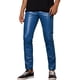thumbnail image 4 of Pantalones de cuero sintético INSPIRE CHIC para hombres, ajuste slim, pantalones de motociclista ajustados 28 Azul, 4 of 5