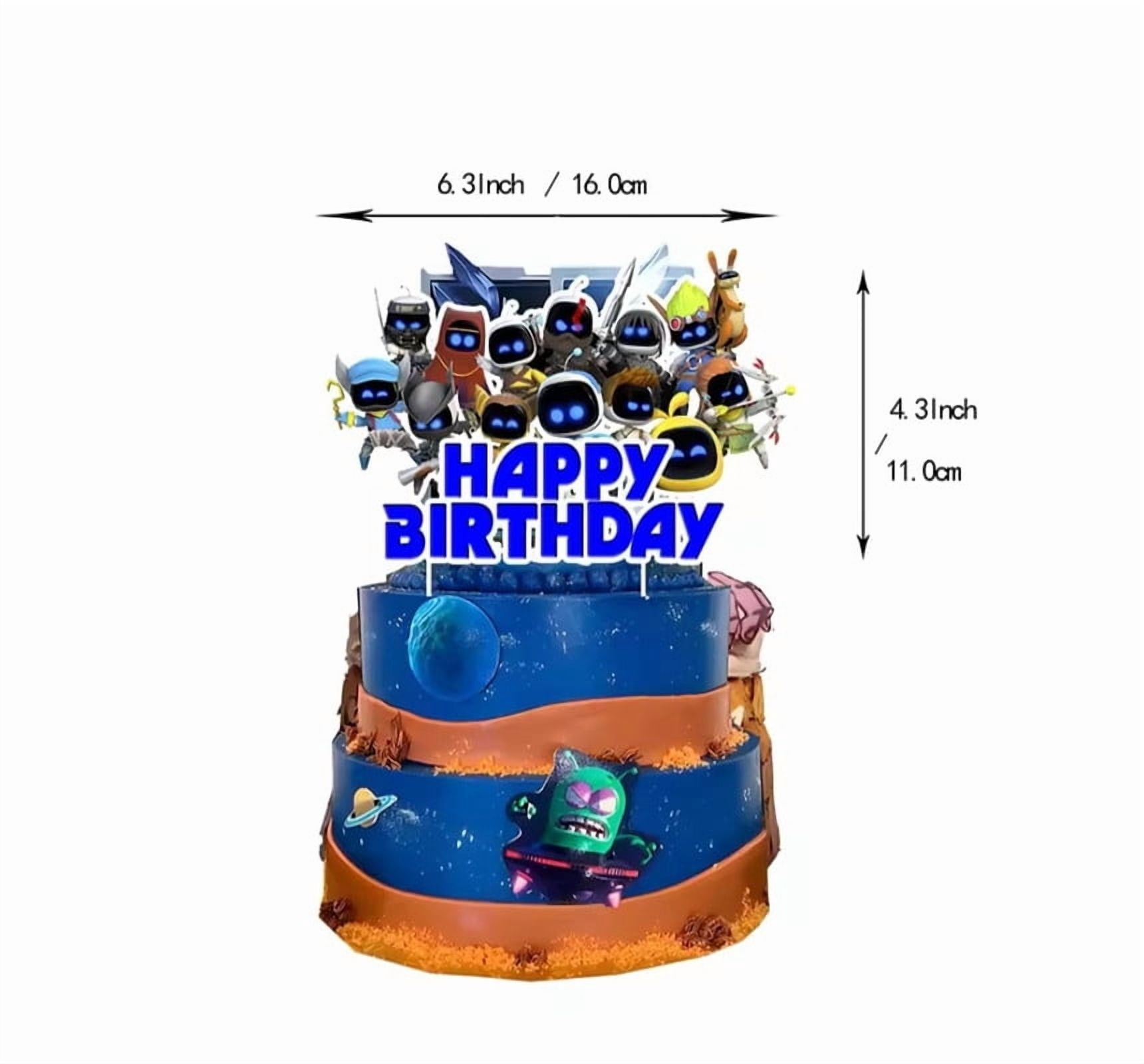 Astro Bot Birthday Party Decorations, Backdrop, Happy Birthday Banner, Latex Balloons, Cake Topper, Cupcake Toppers Video Game Decor-Chengyu
