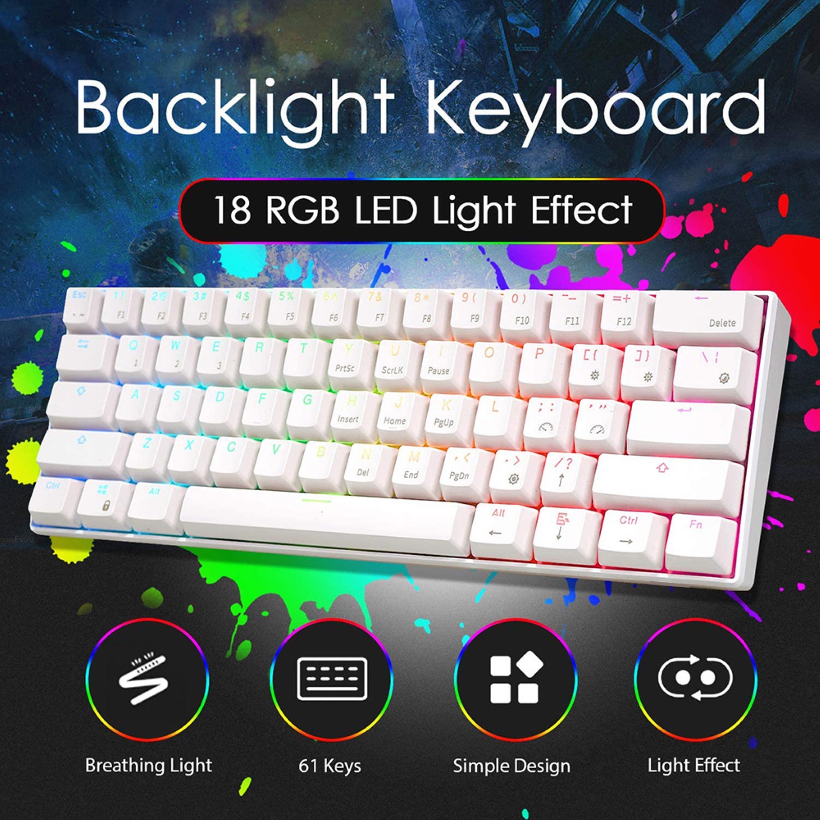 Buy Huam RK61 Desk Keyboard Sensitive Low Latency Ergonomic Wired Gaming