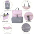 thumbnail image 4 of Baby Essentials 15.5”L 5 Piece Multi-Pocket Diaper Bag Backpack with Matching Changing Pad, Wipes Case, Insulated Bottle Bag & Organizer Pouch for Newborns, Infants & Toddlers in Pink & Gray Hearts, 4 of 9
