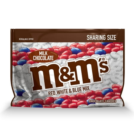 M&M'S MINIS Milk Chocolate Red, White & Blue XL Patriotic Candy Bar, 4 oz., Chocolate