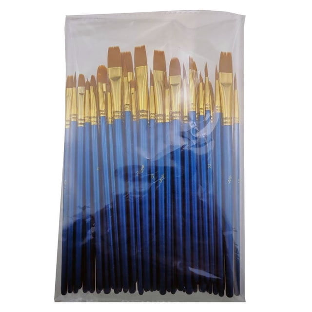 GOOHOCHY Juego de 50 pinceles de colores para pintar al óleo, acuarela y acuarela, planos, para estudiantes y artistas (azul)