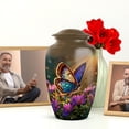 thumbnail image 6 of JAGASY Butterfly Urn for Men and Women Remains - Brown Urns for Mother & Father - Purple Flower Urns for Ashes for Adult - Large Funeral Urn for Burial - 10 Inch, 6 of 7