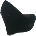 thumbnail image 5 of Delicacy Trendy-33 Slip On Platform High Heel Wedge Pump Shoes, Black Suede, 7.5, 5 of 7