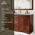 thumbnail image 7 of Boyel Living 60 inch Bathroom Vanity Marble Counter-Top Ceramic Basin Antique Brown Solid Wood Bathroom Cabine with Mirror, 7 of 7