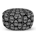 thumbnail image 1 of Aztec Pouf Cover with Zipper, Doodle Illustration of Traditional Triangles Squares Strokes and Zigzags, Soft Decorative Fabric Unstuffed Case, 30" W X 17.3" L, Charcoal Grey and White, by Ambesonne, 1 of 5