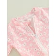 thumbnail image 6 of Bslissey Toddler Baby Girls Rash Guard Romper Swimsuit Floral Print Long Sleeve Ruffles Bikini Infant Cute Zipper Bathing Suit with Swim Cap Summer Swimwear 6M-3T, 6 of 8