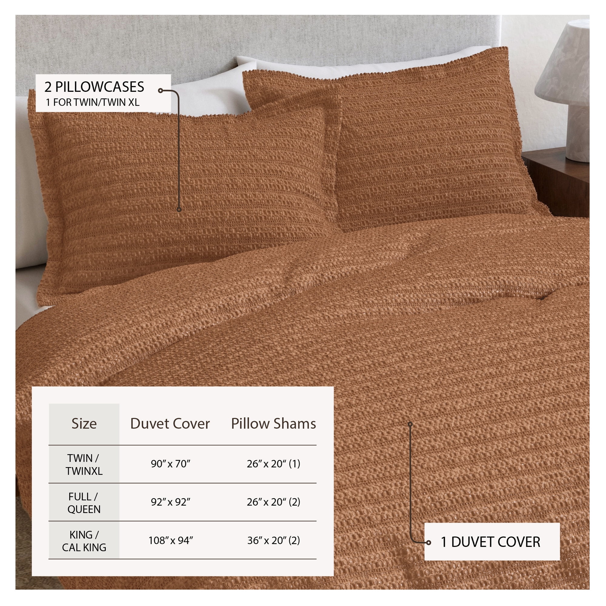 Great Bay Home 3-Piece Duvet Cover Set - 100% Cotton Honeycomb Waffle Full / Queen Size Duvet Set