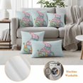 thumbnail image 6 of Happy Easter Pillow Covers 2 Pack Rabbit Colorful Eggs Floral Spring Wood Grain Pillowcase Waterproof Outdoor Throw Pillow Cover for Patio Garden Square Cushion 20”x20”, 6 of 9