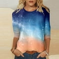 thumbnail image 1 of MKLEKYY Hauts à Col Bateau pour Femmes Manches Trois-Quarts Décontractées Quotidiennes Col Rond Imprimé Complet Haut Ample à Manches Longues T-Shirt, 1 of 3