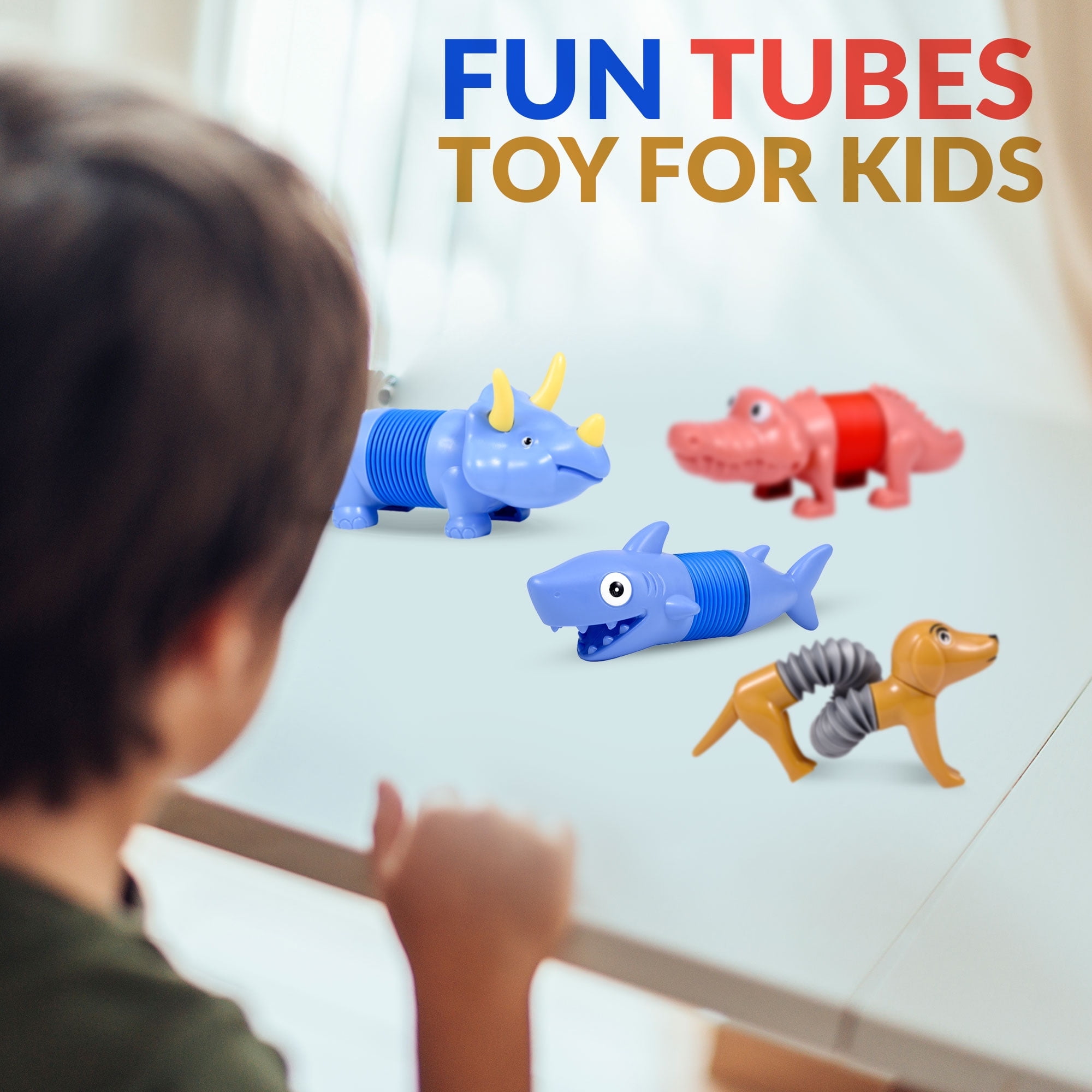 10 Pcs Animal Shape Sensory Pop Tubes Fidget Toys for Kids - Stress Relief Spring Sensory Toys