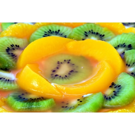 - Canvas Print Fruit Kiwi Birthday Cake Apricot Quark Stretched Canvas 10 x 14