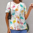 thumbnail image 6 of Flamingo Pattern Women's T-Shirt Short Sleeve T Shirts Tops Tee Ladies Loose T, 6 of 6