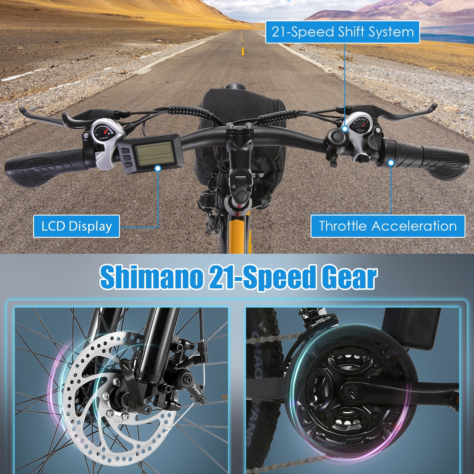 Elifine 26" Folding Electric Bike for Adults, 22Mph, 500W Electric Mountain Bike, 21 Speed, Full Suspension, 48V Foldable Ebike 7.8Ah Lithium-Ion Battery Electric Mountain Bicycle, UL2849
