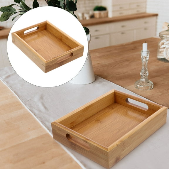 STOBOK Bamboo Serving Trays for Entertaining in Light Brown 1Pcs