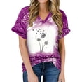 thumbnail image 1 of 2023 Women's Floral Tunic Tops Casual Blouse V Neck Short Sleeve Buttons Up T-Shirts, 1 of 6