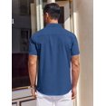 thumbnail image 3 of COOFANDY Mens Button up Short Sleeve Shirt Button Down Dress Shirts Solid Stretch Dress Shirt for Men, 3 of 6