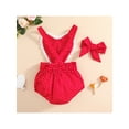 thumbnail image 3 of Gureui Toddler Infant Baby Girls Valentine's Day Clothes Set, Heart Printed Pattern Sleeveless Deep V-neck Romper and Headdress Outfit Set, 3 of 9