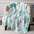 thumbnail image 3 of Throw Blanket for Couch Summer Ocean Sea Coral Soft Fleece Flannel Blankets Cozy Lightweight Blanket for Home Sofa Living Room Shell Green Turtle Seahorse Bed Throws 40" x 60", 3 of 9