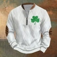 thumbnail image 4 of Penkiiy St Patricks Day Shamrock Patch Chest Print 1/4 Zip Sweatshirt S Multicolor, 4 of 4
