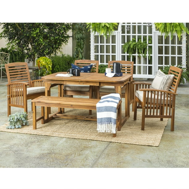 Manor Park 6Piece Outdoor Patio Dining Set with Cushions, Brown