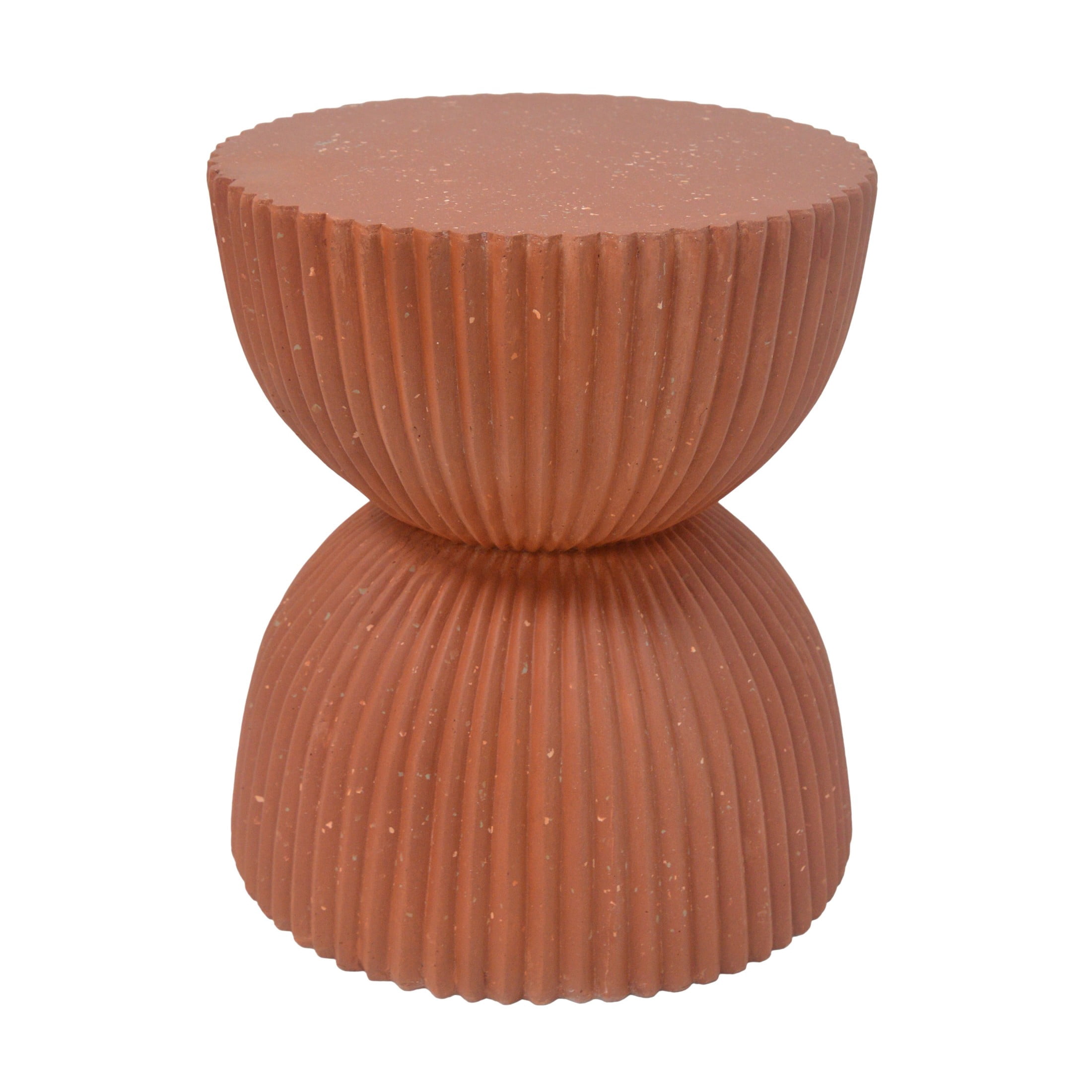 Christopher Knight Home 15.37" Modern Ribbed Hourglass MGO Side Table, Outdoor Indoor Use, Terracotta