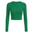 thumbnail image 4 of Bjutir Women Fall Slim Shirts Long Sleeve Solid Color Tunic Crop Tops Stylish Daily Crewneck T-Shirts Size S-Xxl Green, 4 of 4