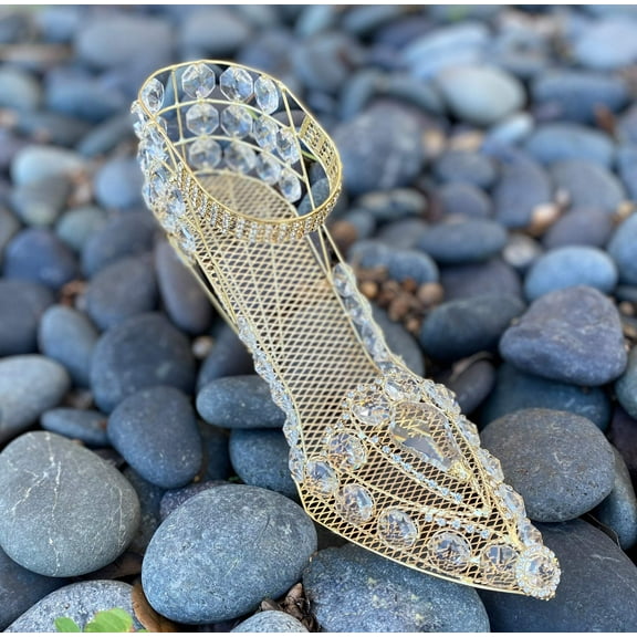 9″x 6" Crystal Studded High Heel Shoe Ornament Decoration Gift Gold