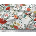 thumbnail image 2 of Soimoi White Silk Fabric Leaves & Poppy Floral Printed Craft Fabric by the Yard 42 Inch Wide, 2 of 3
