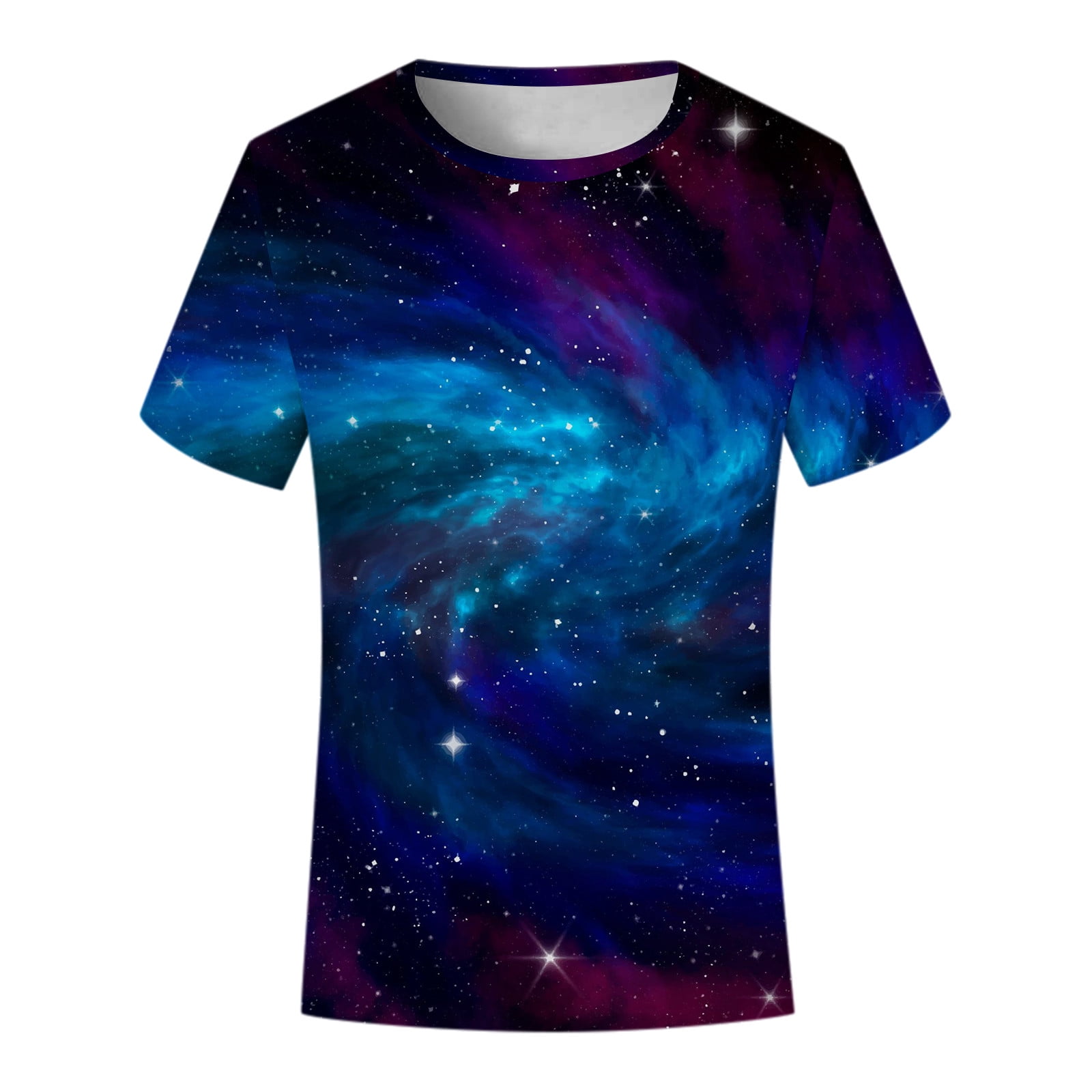 Summer Big Boys Girls T-Shirts Teen Galaxy Print Tops T-Shirt Casual ...