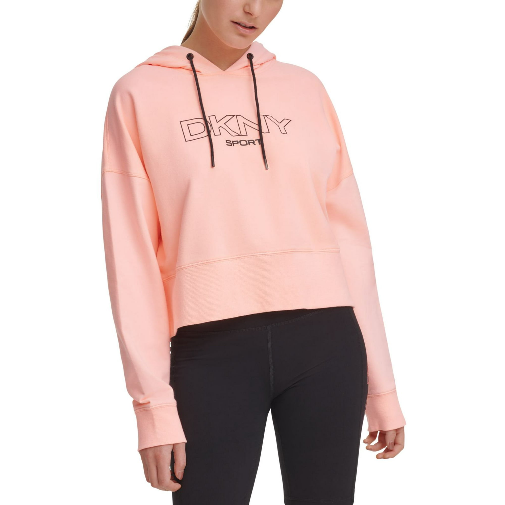 DKNY Women s Ombre Logo Cropped Hoodie Orange Small