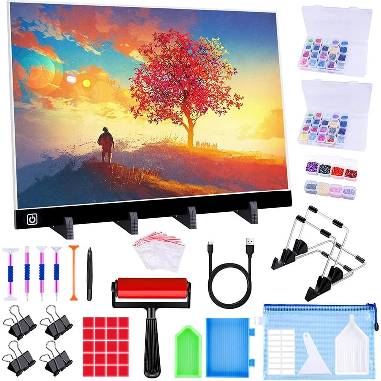 ANYWAY.GO A3 Light Pad for Diamond Painting, Diamond Art LED Light Board Kit,  Portable Light Box for Tracing with 5D Painting Tools Set for Full Drill Diamond  Painting Accessories 