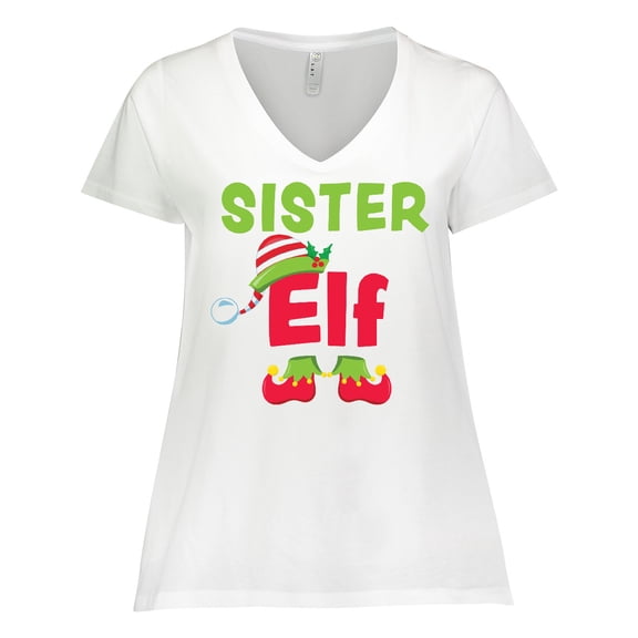 Inktastic Christmas Sister Elf Women's Plus Size V-Neck T-Shirt