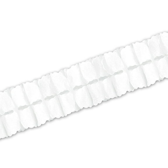 Beistle Pack of 12 Packaged Pure White Tissue Leaf Garland Decorations 4.5" x 12'