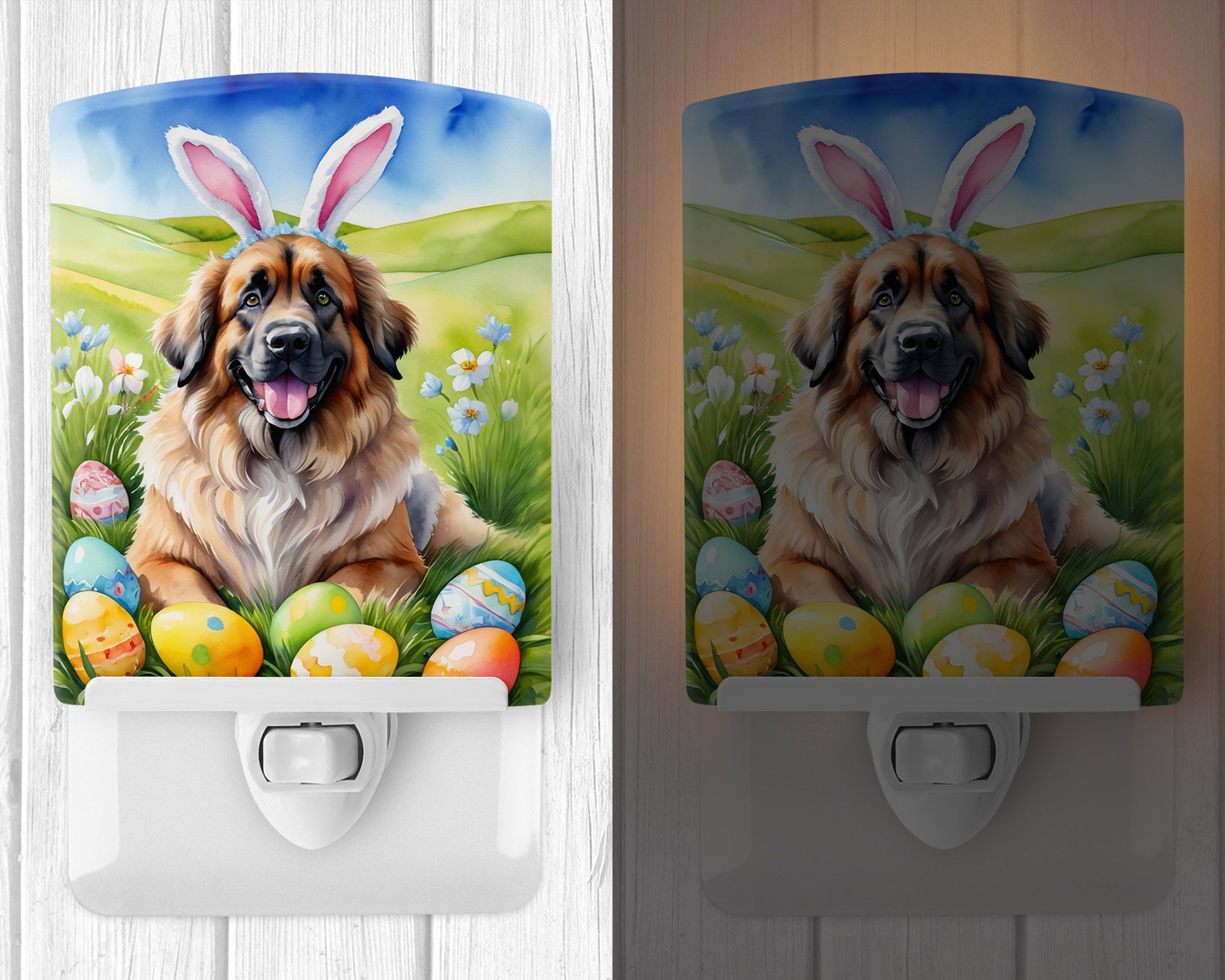 Leonberger Easter Egg Hunt Ceramic Night Light 4 in x 6 in