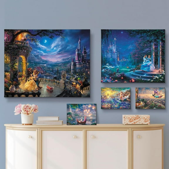 Thomas Kinkade Disney Princess 5-in-1- Gallery Wrapped Canvas Set
