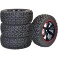 thumbnail image 1 of LINLIN 4 piezas 1:10 Rally Car Llantas de plástico de 6 radios y neumáticos de goma de 75 mm compatibles con RC On Road Car HSP 94123 HPI Kyosho Tamiya a escala 1/10, 1 of 7