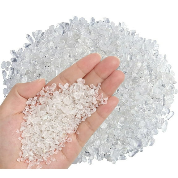 Natural Crushed Stones for Plants,Bexikou Irregular Shaped Quartz Crystal Pieces,Decorative Rock Crystal Pebble for Home Decorative Stones Vases Plants Succulents 0.72lbs
