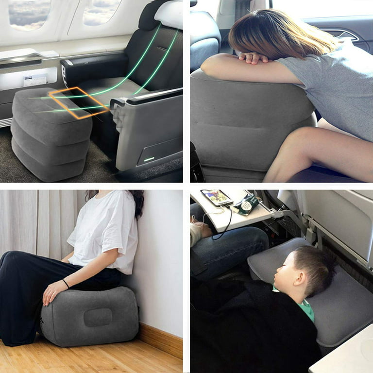 Betus Inflatable Travel Foot Rest Pillow - Leg Rest Stool for Long Flight Trip, Gray