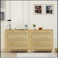 thumbnail image 3 of 3-Drawers Rattan Storage Cabinet Rattan Drawer (Set of 2),for Bedroom,Living Room,Dining Room,Hallways,Oak, 3 of 12
