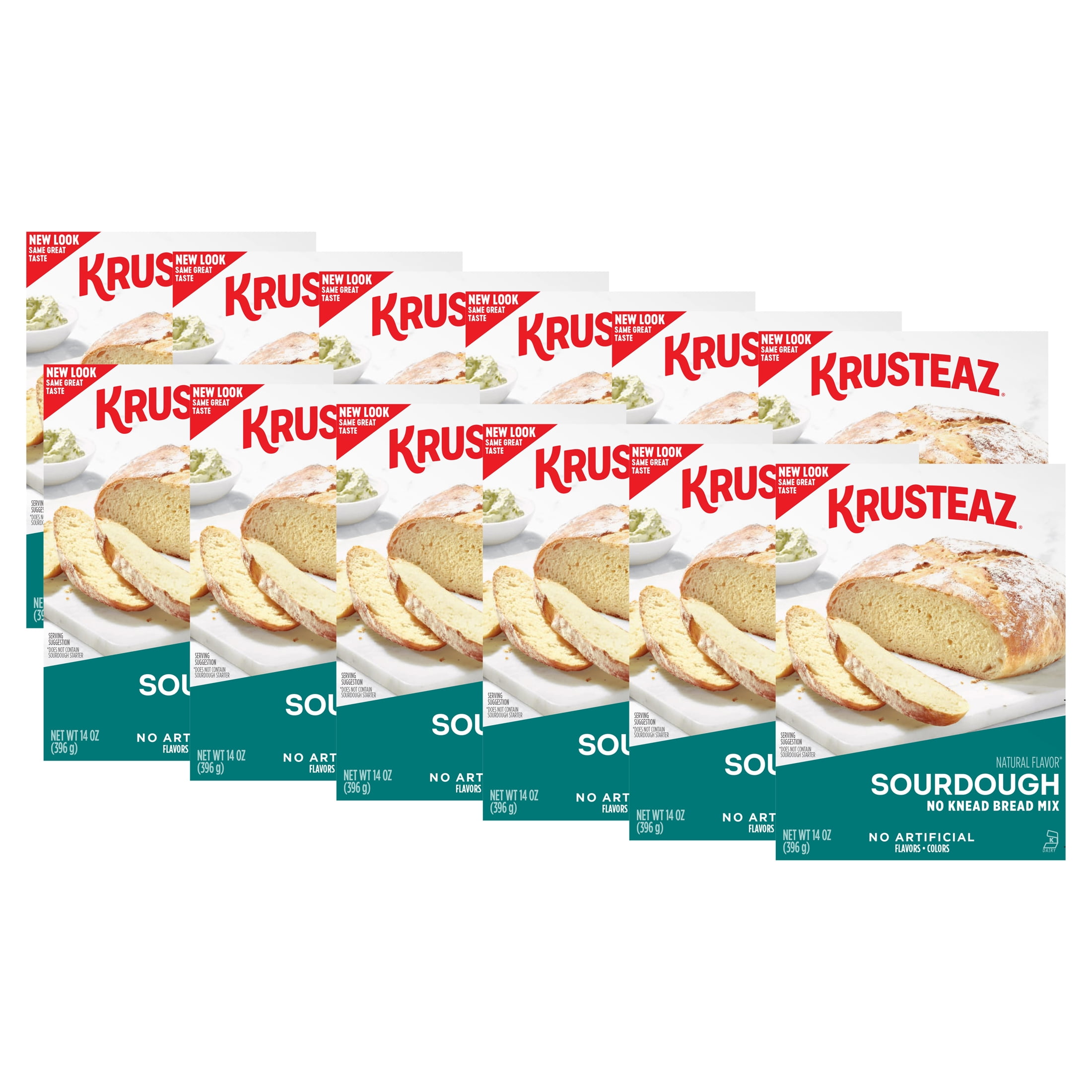 (12 pack) Krusteaz Sourdough No Knead Bread Mix, Includes Yeast Packet
